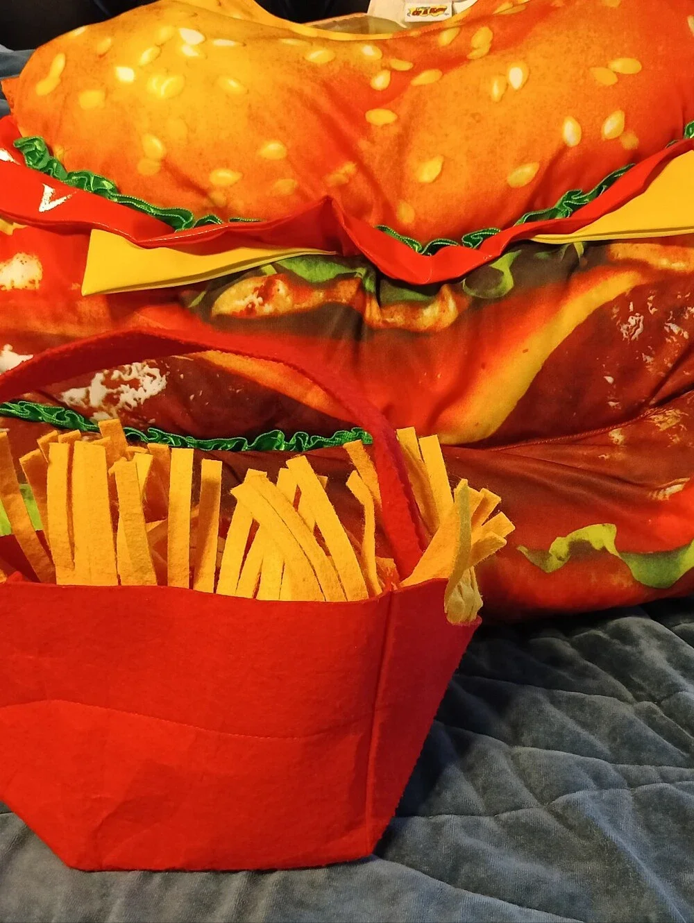 Kids Fun Burger & Fries Costume Set Hamburger Halloween Dress Up Size 3-7